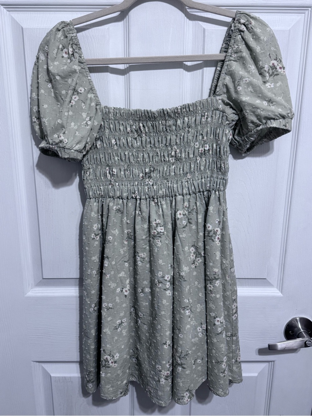 Altar'd State Sage Green Floral Smocked Dress